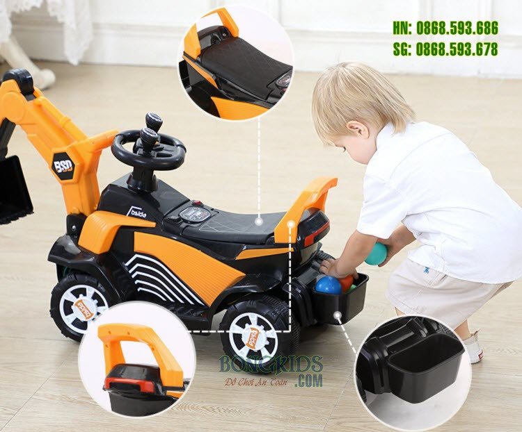 Chi tiết các bộ phận của xe xúc đồ chơi cho bé