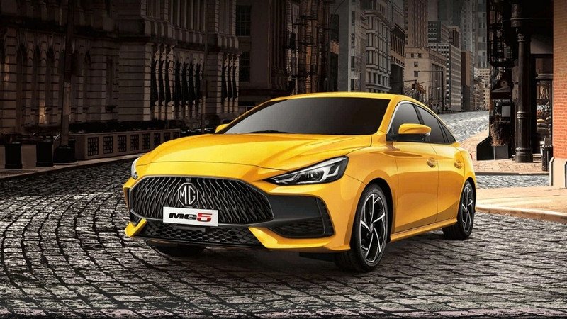 Hình ảnh góc nghiêng một chiếc MG 5 màu đỏ nổi bật