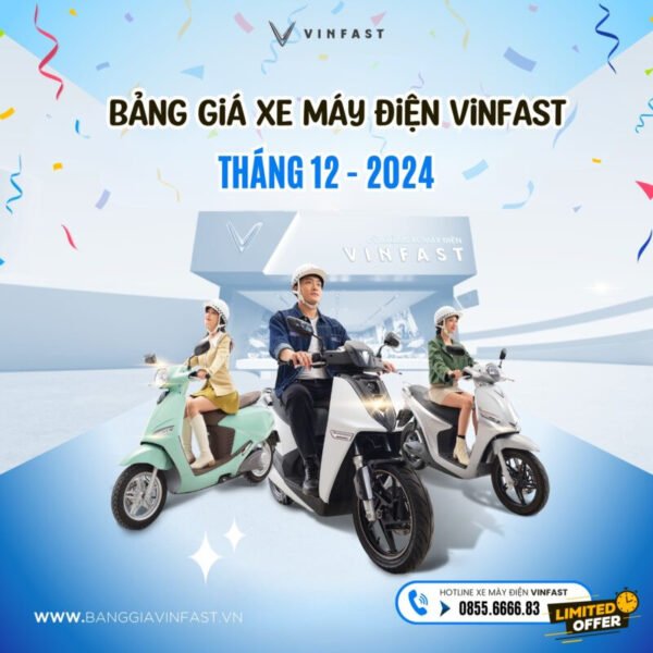 Hình ảnh minh họa các mẫu xe máy điện Vinfast với mức giá được niêm yết