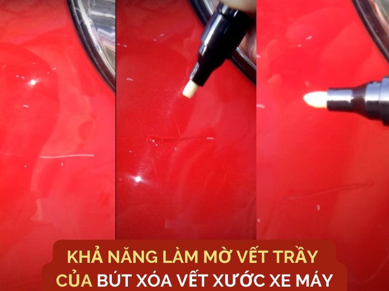 Hình ảnh minh họa so sánh vết xước đã được xử lý bằng kem so với vết xước sâu