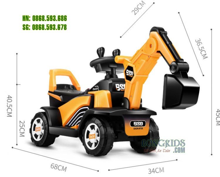 Kích thước tổng thể của mẫu xe xúc điện trẻ em