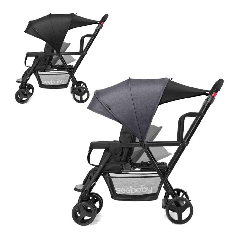 Xe đẩy Seebaby màu xanh/đỏ với thiết kế chắc chắn