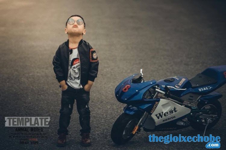 Xe máy chạy xăng thể thao trẻ em có thiết kế cực ngầu