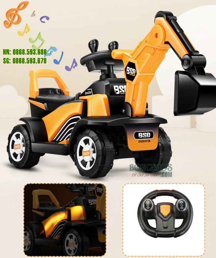 Xe xúc đồ chơi được trang bị hệ thống đèn và nhạc giải trí