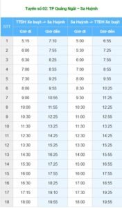 Lịch Xe Buýt Quảng Ngãi Sa Huỳnh