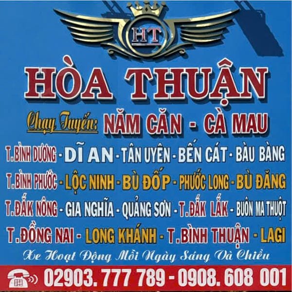 Số Điện Thoại Xe Hòa Thuận Bình Dương Vé Cà Mau 1