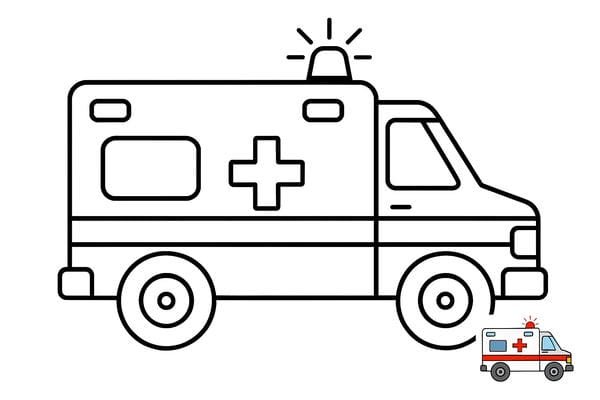 Tranh Tô Màu Xe Cứu Thương: Hoạt Động Giúp Bé Yêu Nghề Y Tô Màu Xe Cứu Thương 3