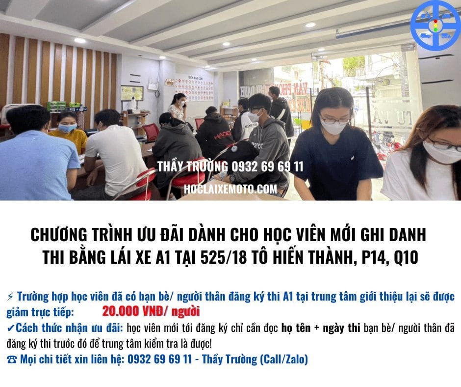 Ảnh minh họa học viên tham gia kỳ thi sát hạch bằng lái xe A1 tại TPHCM