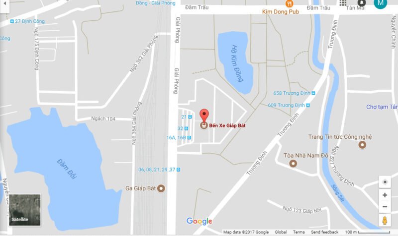 Bản đồ vị trí bến xe Giáp Bát Hà Nội