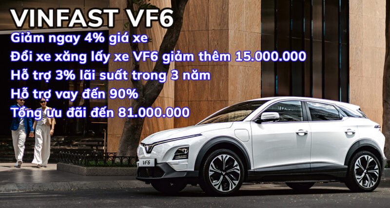 Bảng giá lăn bánh tạm tính cho các phiên bản xe điện VinFast VF6