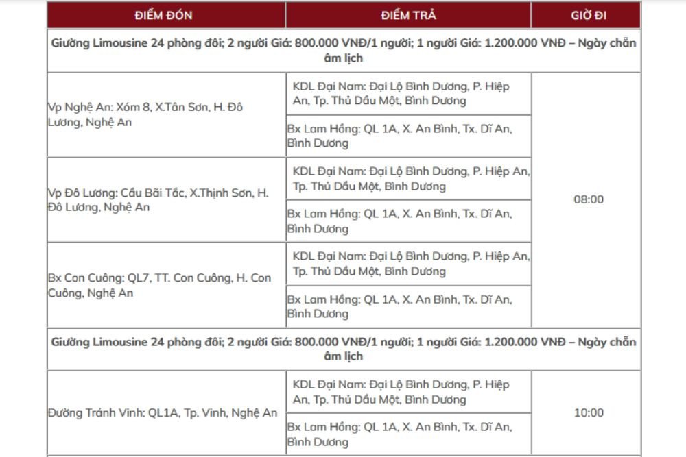 Tìm Số Điện Thoại Nhà Xe Lộc Thủy Chi Tiết Nhất Bảng giá vé tham khảo chi tiết của nhà xe Lộc Thủy cho các tuyến đường