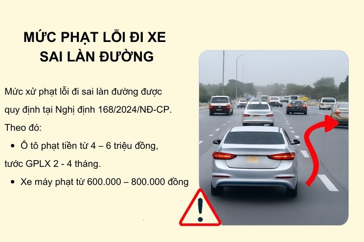 Bảng so sánh các mức phạt hành chính mới nhất khi đi sai làn đường