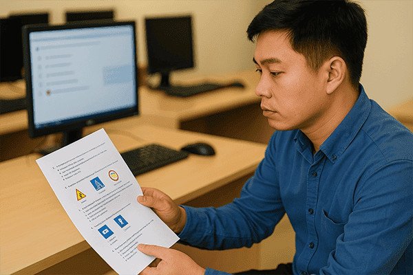 Bảng so sánh cấu trúc các đề thi lý thuyết cho các hạng xe ô tô khác nhau