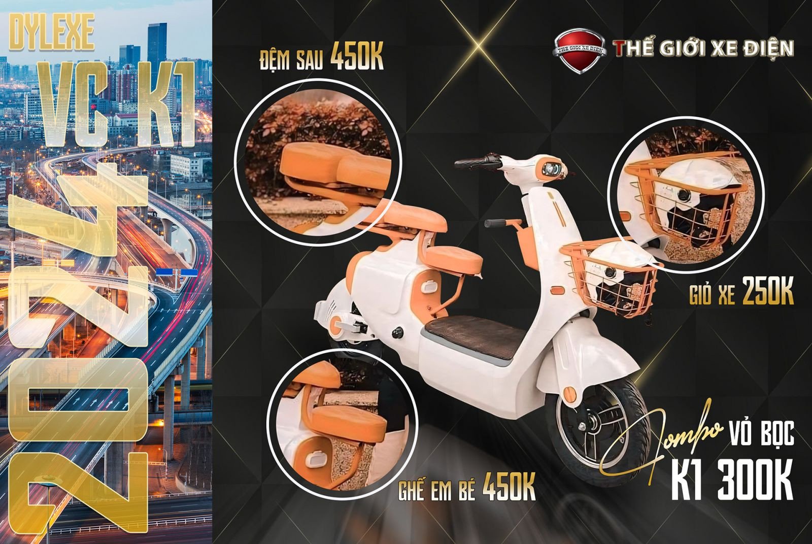 Banner giới thiệu xe điện Dylexe VCK1 với thiết kế nổi bật