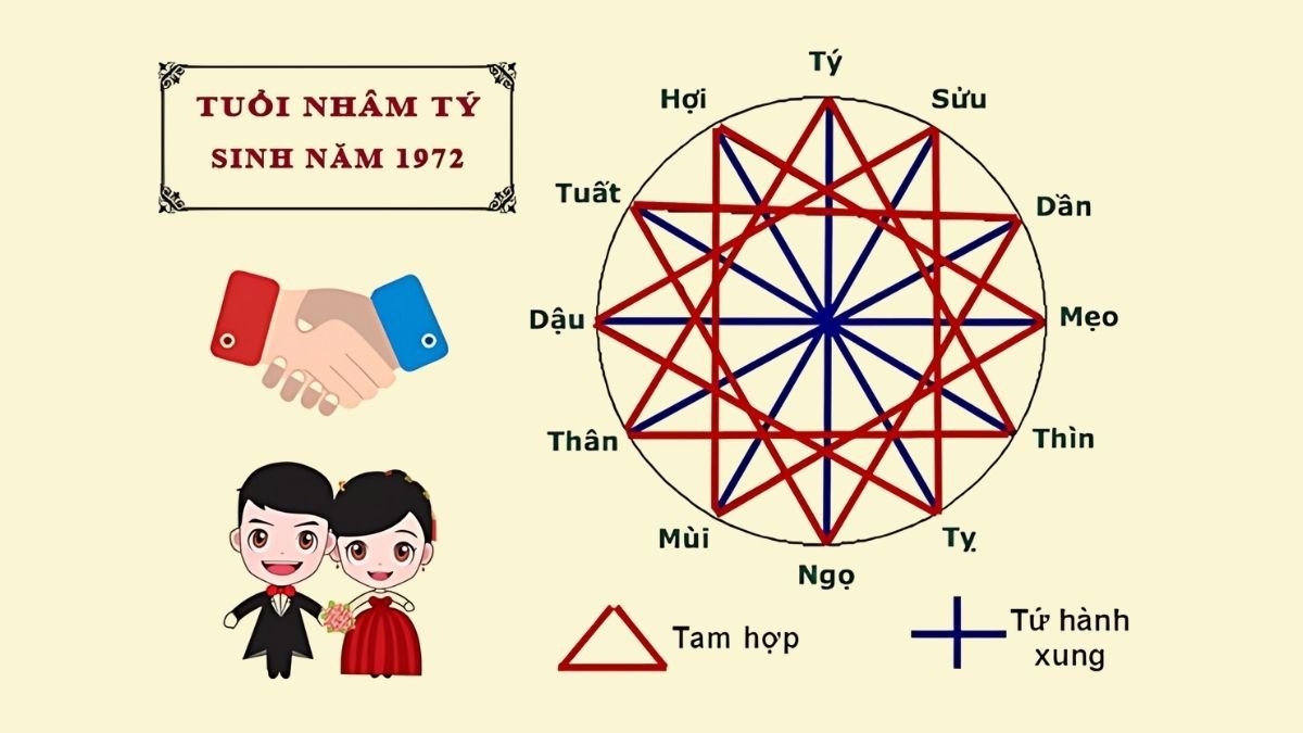 Biểu đồ so sánh sự hợp khắc giữa các tuổi với người sinh năm 1972