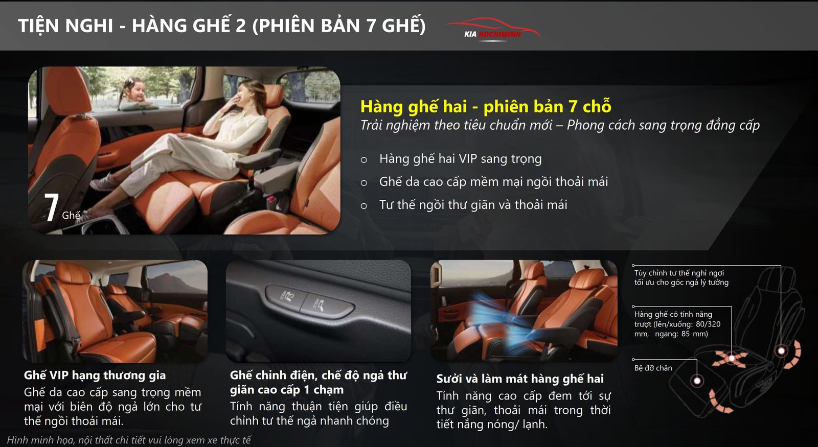 Đánh Giá Chi Tiết **Xe Kia Carnival 9 Chỗ** Mới Nhất Bố trí hàng ghế thương gia trên bản 7 chỗ