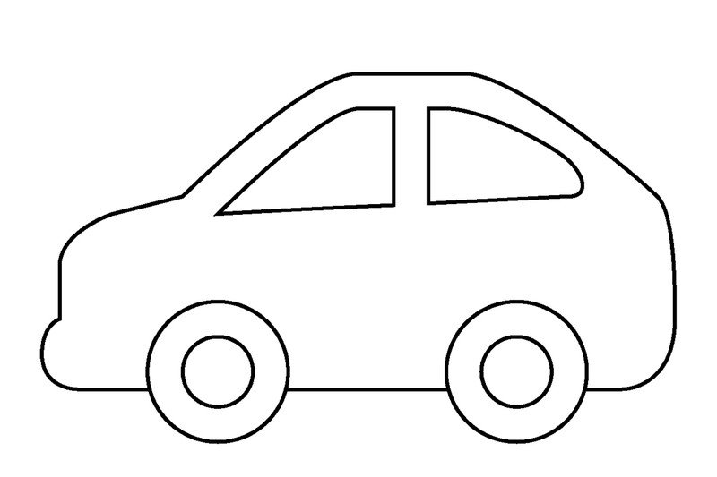 Các hình vẽ xe ô tô đơn giản, đường nét lớn, phù hợp cho bé tập tô màu