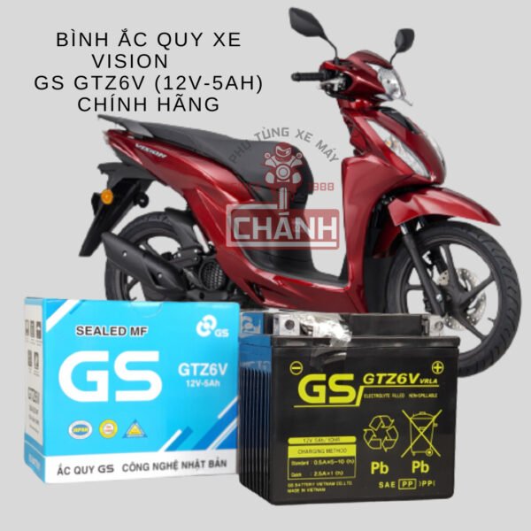 Cận cảnh bình ắc quy xe Vision chính hãng GS 12V-5AH