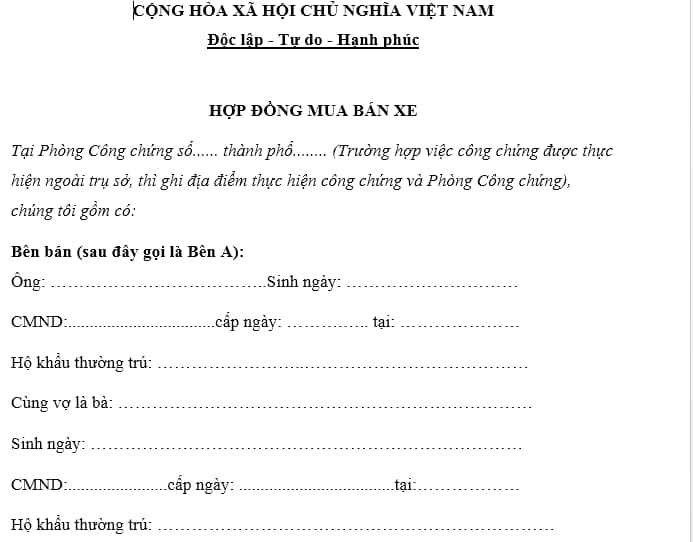 Chi tiết về giấy tờ và quy trình sang tên xe cũ