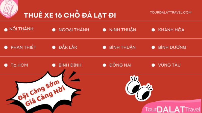 Chiếc xe khách 16 chỗ hiện đại đang dừng trên một con đường đèo ở Đà Lạt