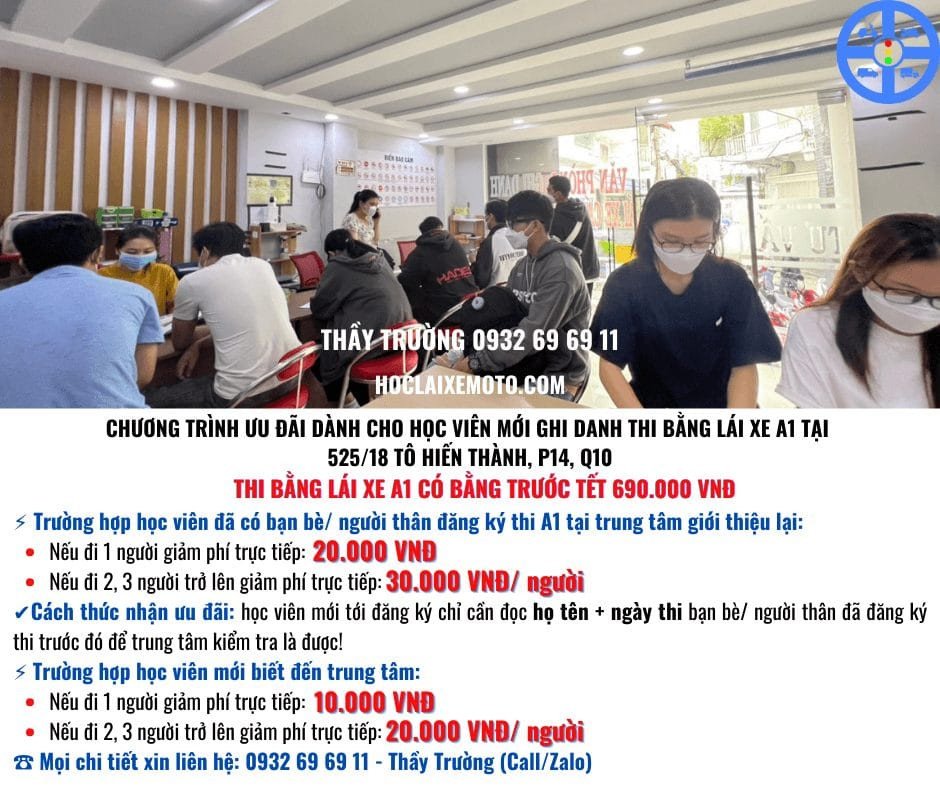 Chương trình ưu đãi dành cho học viên mới đăng ký thi bằng A1 tại một địa điểm uy tín