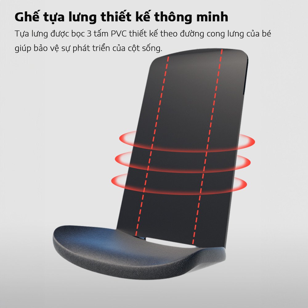 Ghế ngồi có góc ngả lưng phù hợp cho bé