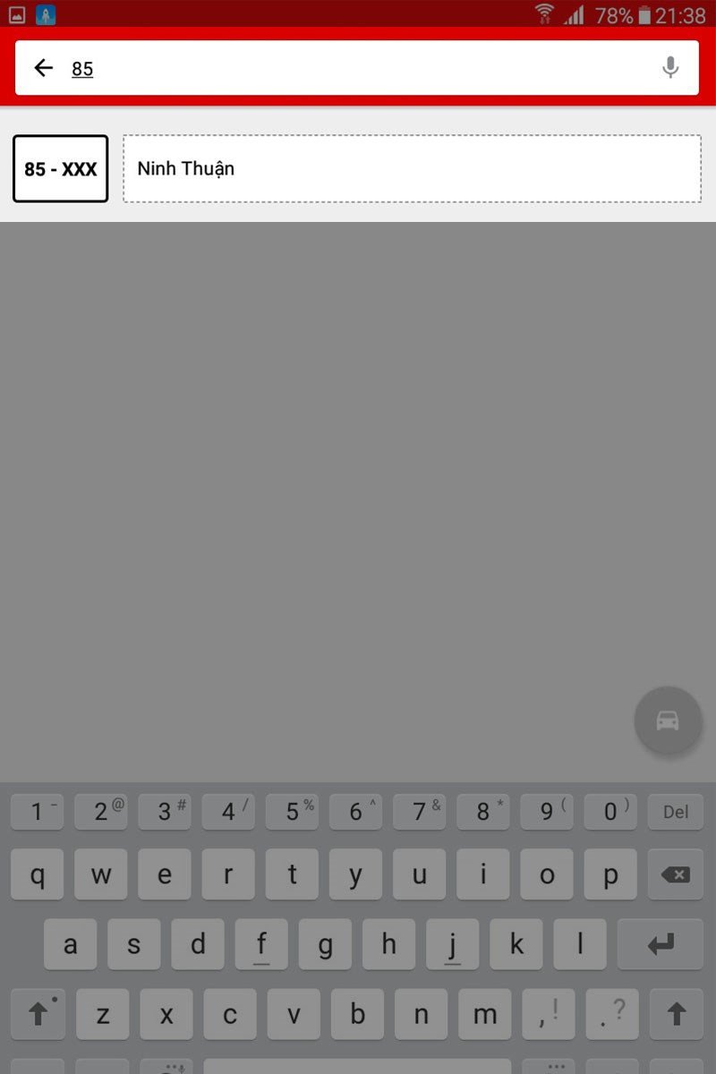 Giao diện điện thoại minh họa quá trình nhập thông tin biển số xe trên ứng dụng