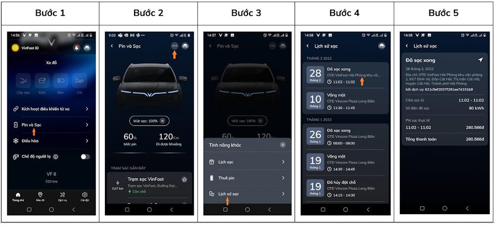Giao diện tìm kiếm trạm sạc trên ứng dụng điện thoại
