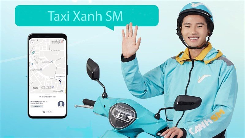 Giao diện ứng dụng gọi xe xanh SM trên điện thoại di động