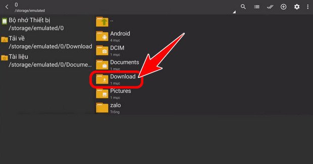 Giao diện ứng dụng ZArchiver hiển thị thư mục Download để giải nén mod xe độ GTA San Andreas