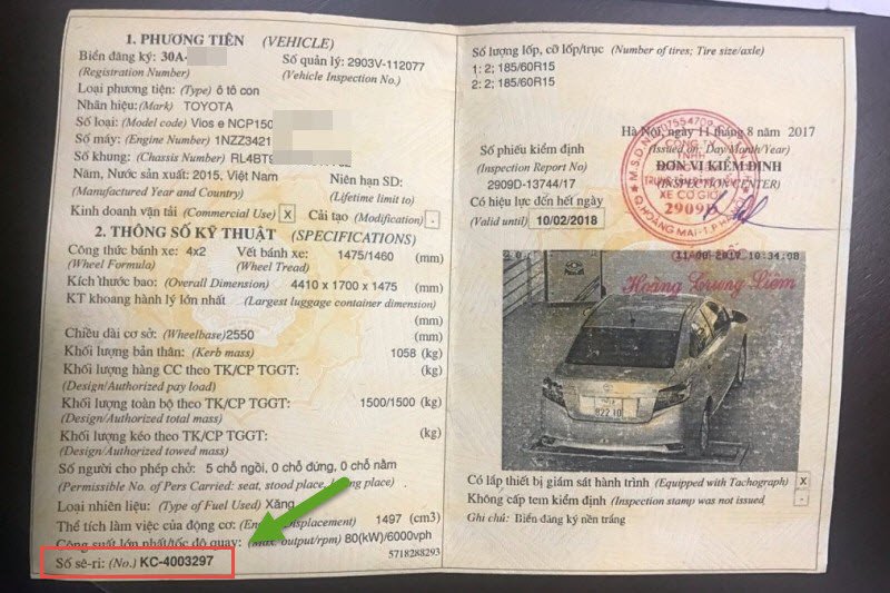 Giấy chứng nhận kiểm định ô tô với thông tin quan trọng