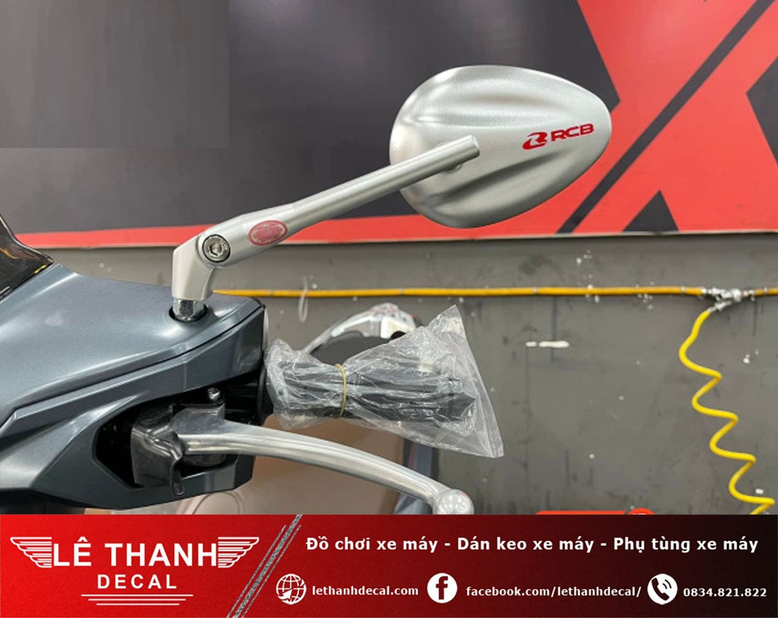 Gương chiếu hậu dạng hạt xoài RCB chất liệu nhôm CNC