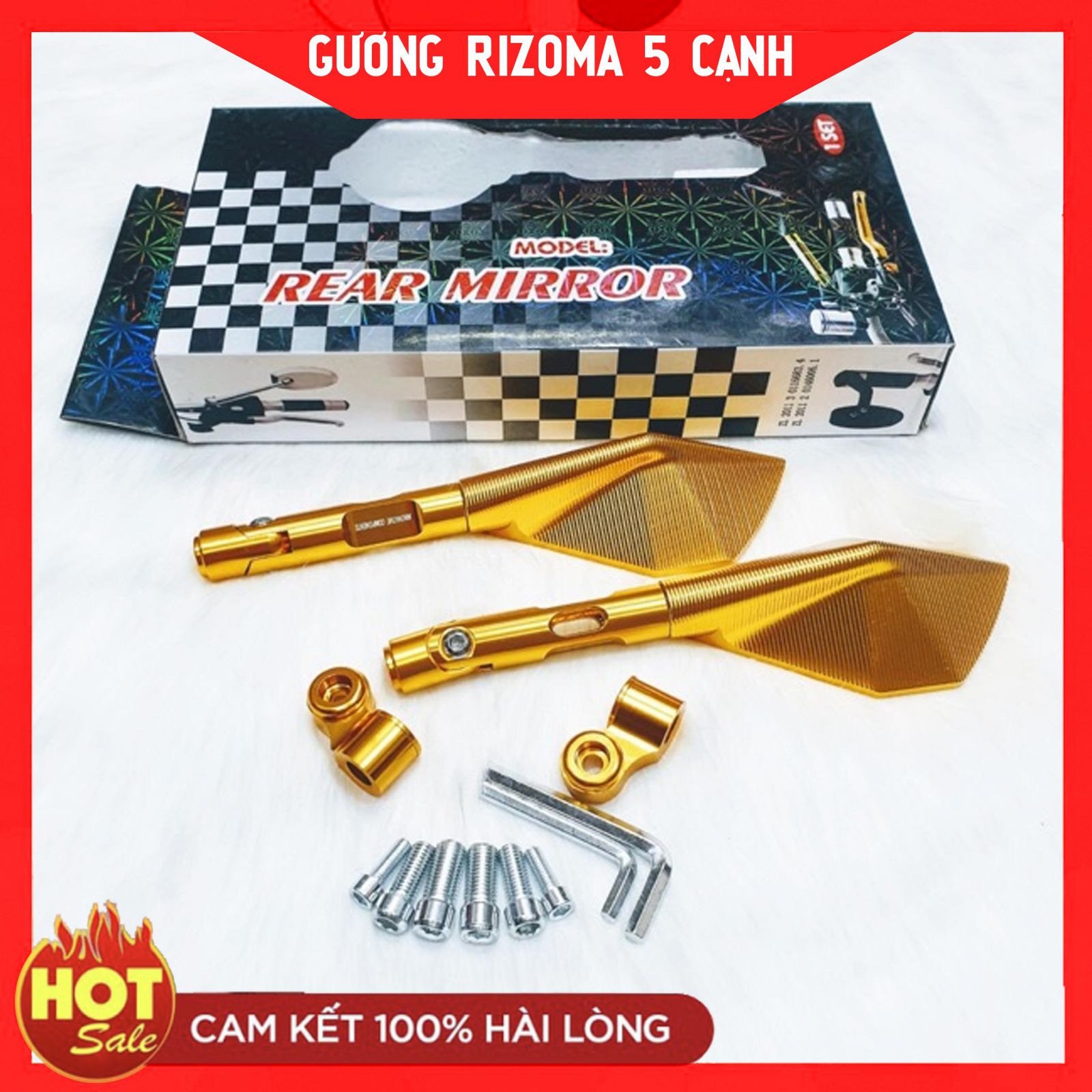 Gương chiếu hậu mẫu Rizoma 5 cạnh mang phong cách mạnh mẽ