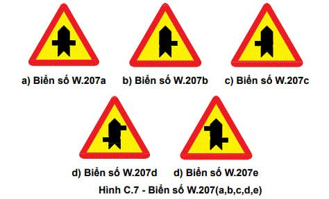 Hai biển báo giao nhau, một bên là đường ưu tiên và một bên là đường không ưu tiên