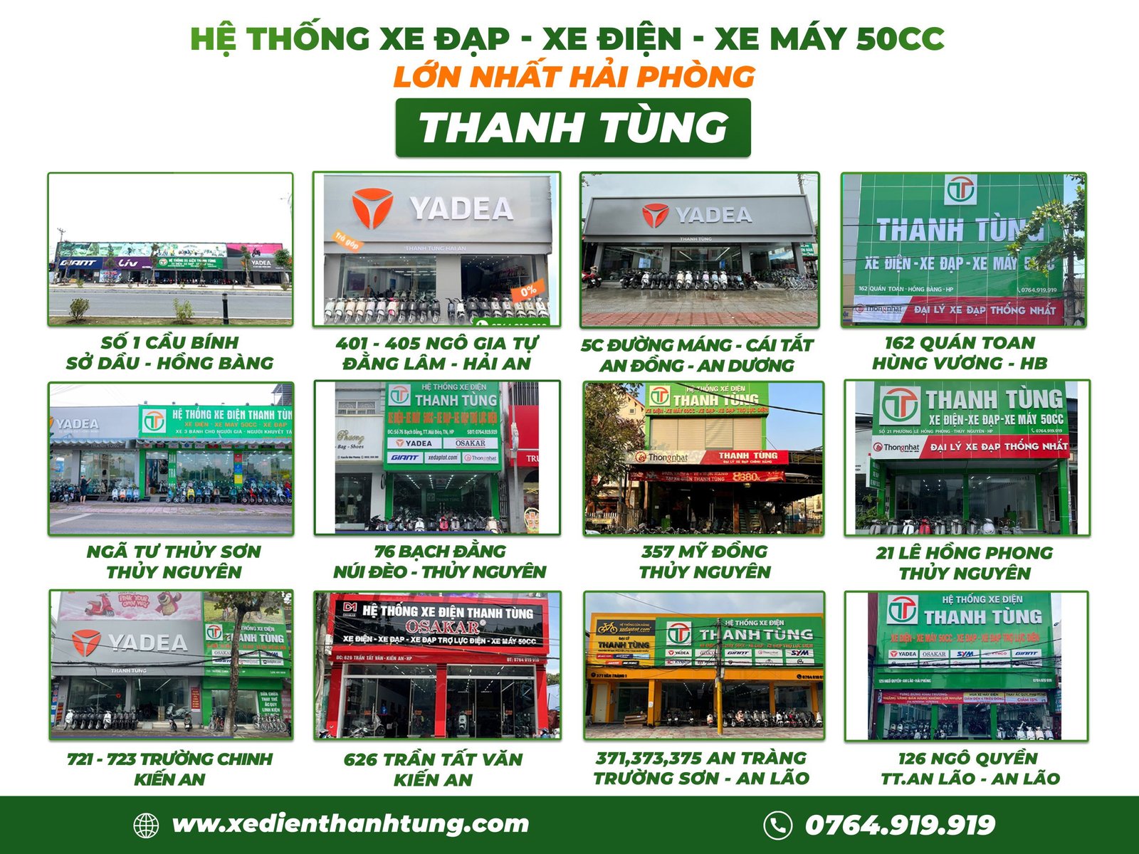 Hệ thống các cơ sở đại lý bán xe điện chính hãng tại Hải Phòng