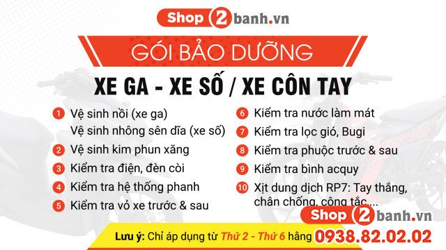 Hình ảnh bảo dưỡng tổng thể hệ thống lái xe máy