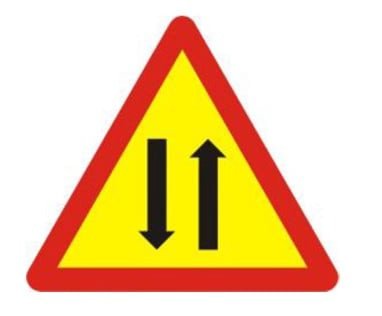 Hình ảnh biển báo hiệu W.204 cảnh báo đường hai chiều
