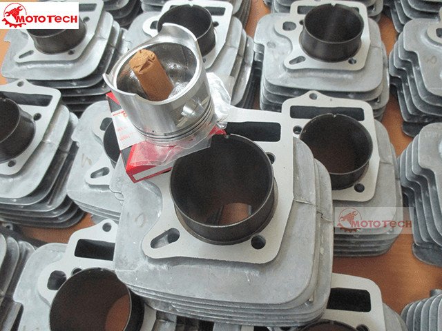 Hình ảnh bộ hơi xe máy mới và các phụ tùng thay thế