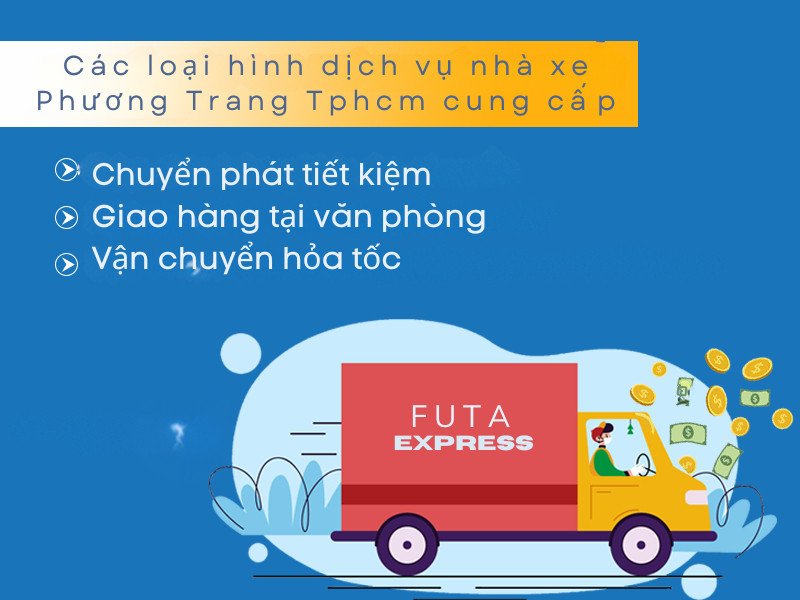 Hình ảnh các loại xe tải và xe khách Phương Trang đang vận chuyển hàng hóa
