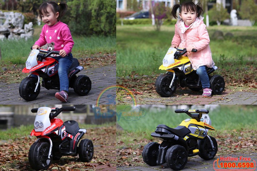 Hình ảnh cận cảnh xe máy điện trẻ em BBT-9898 với thiết kế mạnh mẽ