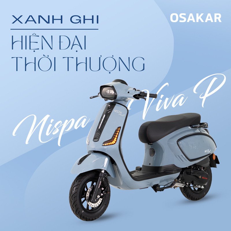 Hình ảnh chi tiết mẫu xe ga 50cc OSAKAR Viva P màu xanh ghi