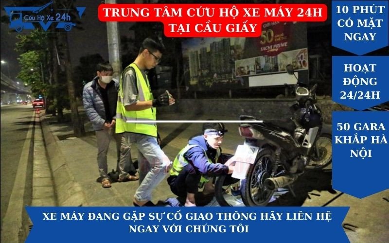 Bí Quyết Ứng Phó Khi Cần Cứu Hộ Xe Máy Cầu Giấy Hà Nội Hình ảnh chiếc xe máy đang được vá lốp khẩn cấp trên đường