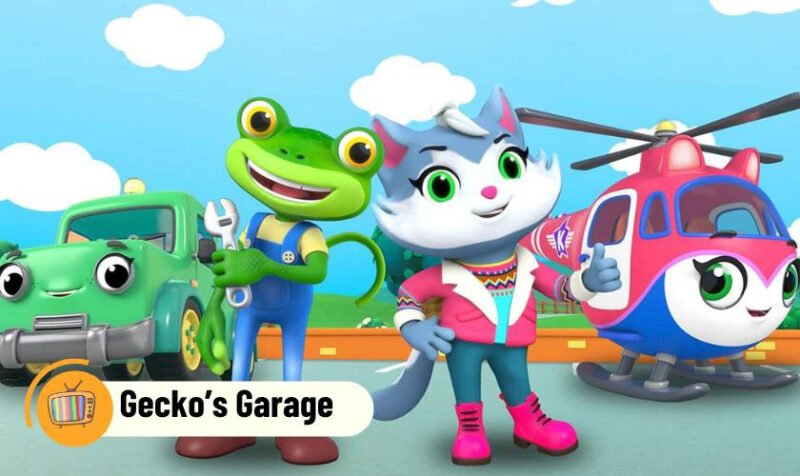 Hình ảnh Gecko's Garage đang sửa chữa một chiếc xe màu xanh