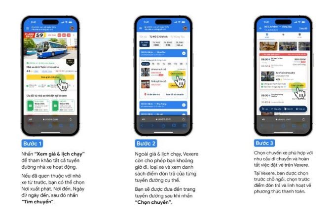 Hình ảnh giao diện đặt vé xe trực tuyến