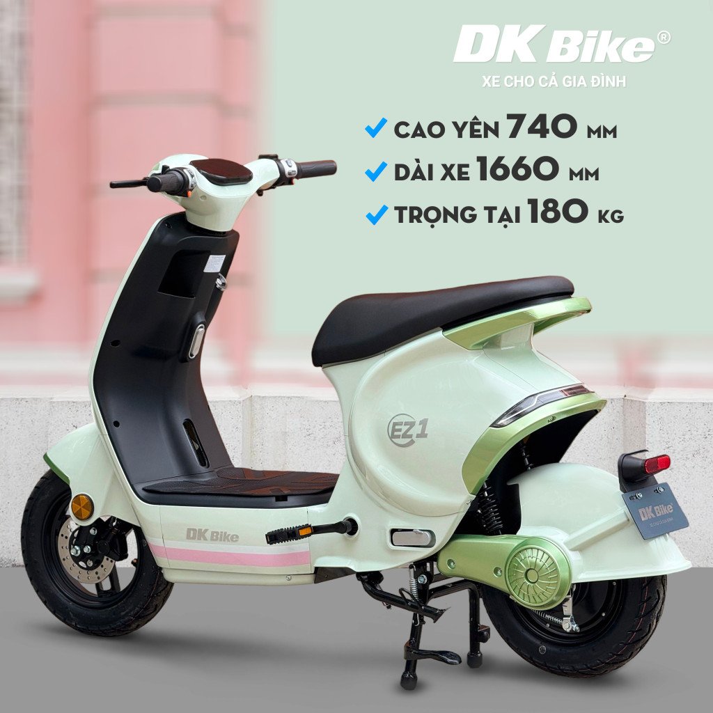 Hình ảnh hiển thị các thông số kỹ thuật cơ bản của xe điện DK Bike