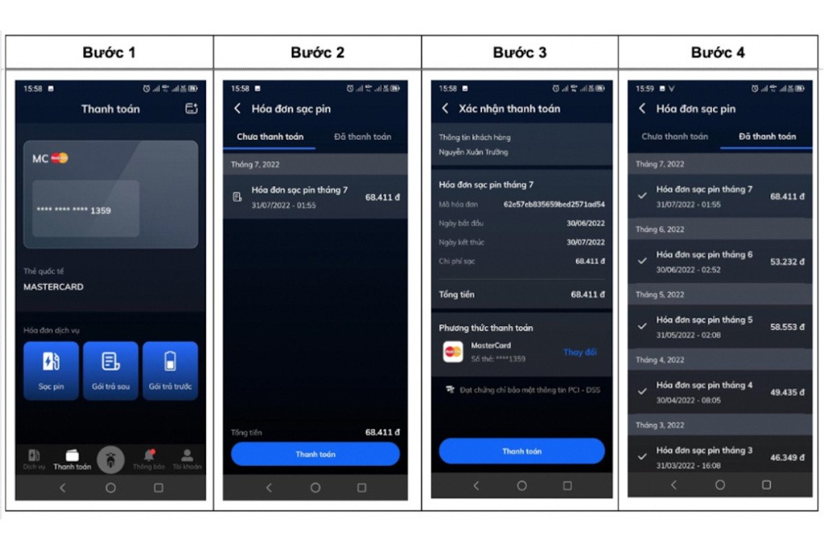 Hình ảnh hiển thị giao diện thanh toán hóa đơn dịch vụ trên ứng dụng điện thoại