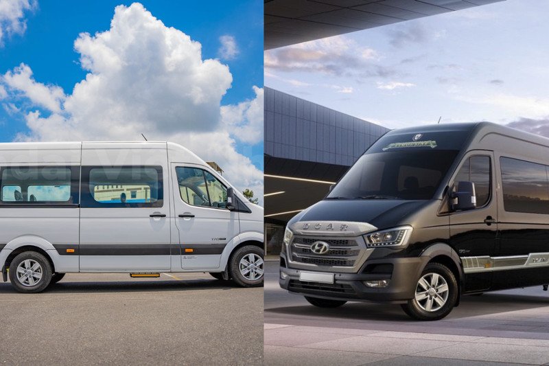 Hình ảnh kiểm tra tổng thể xe 16 chỗ trước khi bắt đầu chuyến đi dài