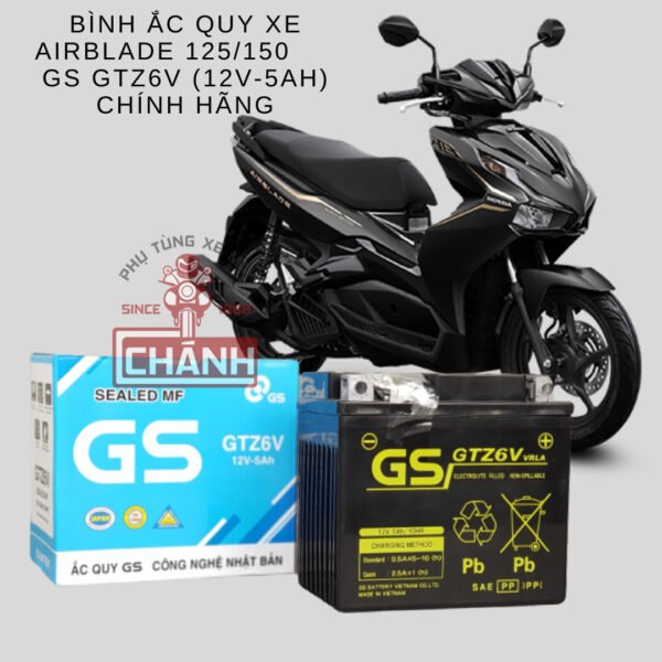 Hình ảnh minh họa ắc quy xe máy Air Blade 125 chính hãng GS 12V-5AH
