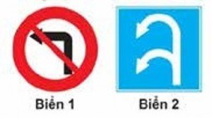 Hình ảnh minh họa các biển báo giao thông liên quan đến hướng đi của xe ô tô