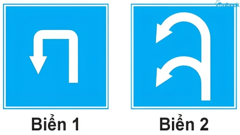 Hình ảnh minh họa các biển báo hiệu lệnh liên quan đến việc đổi hướng đi